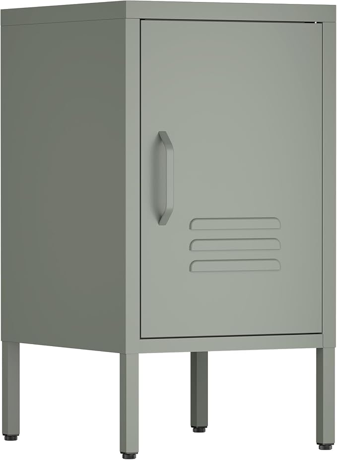 Metal Nightstand,Storage Cabinet with Shelf,Single Door Metal Cabinet,Multifunctional Home Table,Green