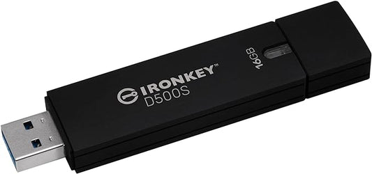 Kingston Ironkey D500S 16GB Encrypted Flash Drive | Dual Hidden Partition | FIPS 140-3 Level 3 | XTS-AES 256-bit | BadUSB and Brute Force Protection | Multi-Pin Option | IKD500S/16GB,Black
