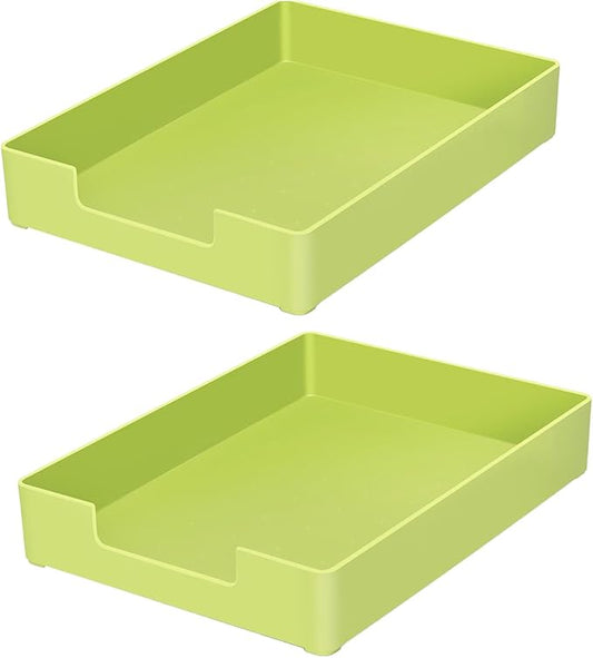Desk Letter Tray, 2PCS A4 Size Plastic Stackable File Document Organizer, Office Desktop File Paper Holder, Book Storage Rack,Anti-Skid Stacking Support for Office Supplies (Green)