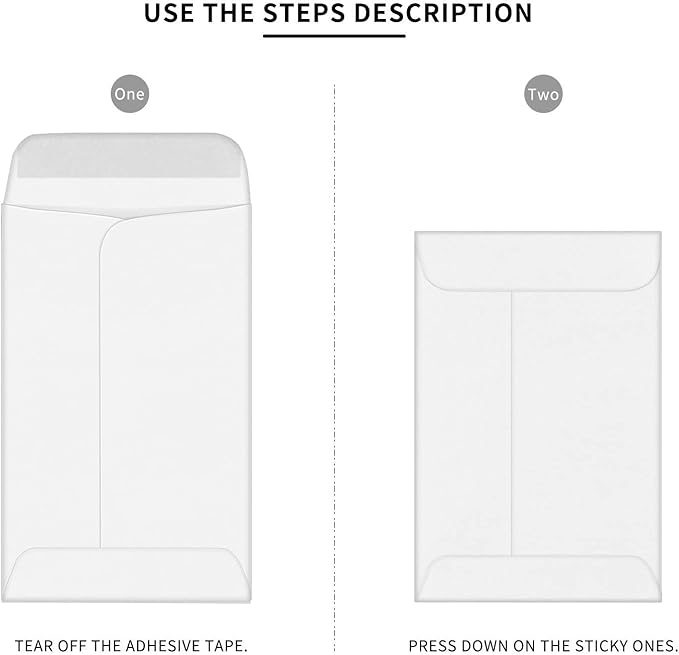 500 PCS #5 Coin Envelopes, 3.125 x 5.5 inches White Kraft Envelopes Classic Small Parts Envelopes with Self Adhesive Gummed Flap for Coins, Cash, Credit Cards, Seeds