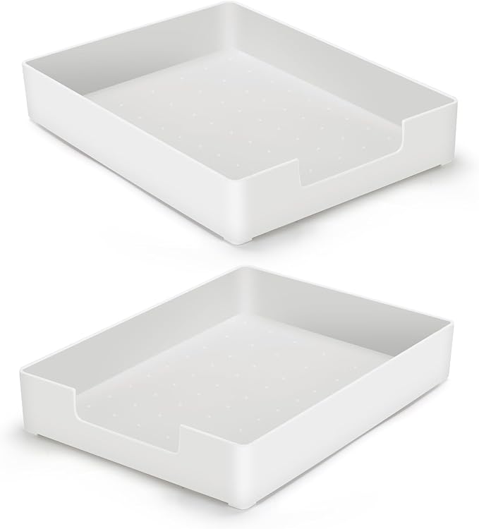 Letter-Size Tray Desk Letter Tray Paper Tray, Sturdy Heavy-Duty Plastic Printer Paper Tray, Single-Tier Stackable File Storage Organizer for Office Home (2, White)