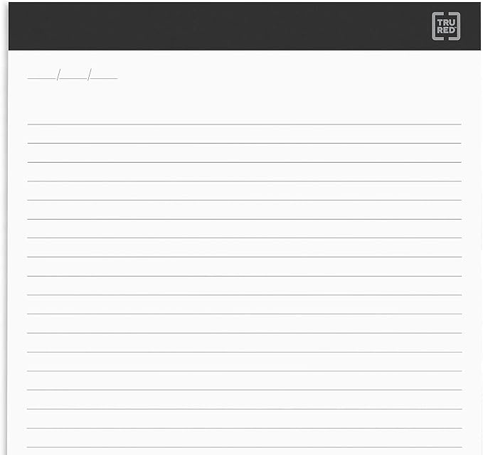 TRU RED Staples Notepads, 8.5-inch x 11.75-inch, Wide Ruled, White, 50 Sheets/Pad, 12 Pads/Pack (TR57382)