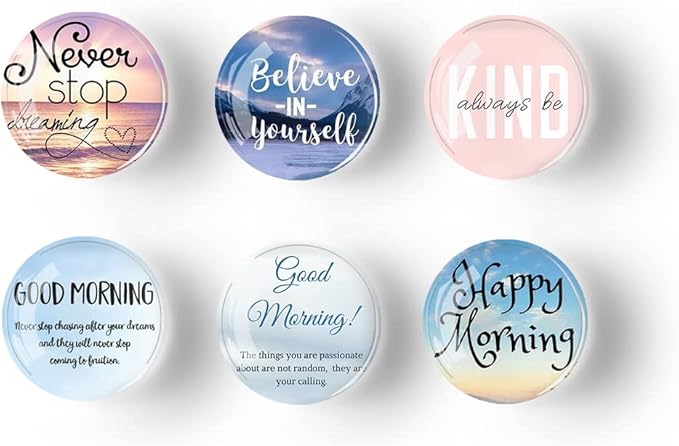12Pcs Glass Refrigerator Magnet Fridge Sticker,Motivationa Fridge Magnets Decoration for Crafts,Strong Fridge Magnets for Kitchen, School,Office Whiteboard, Cabinet and Dishwasher