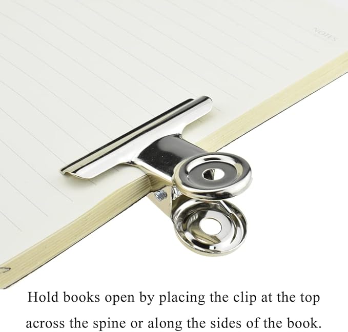 HAHIYO 2inch Silver Bulldog Clips Metal File Hinge Binder Clips Clamps Save Space Strong Spring Jaws Rock Solid Grip Book Lay Flat Deburred Edge for Hang Photos Wall Grid Dog Food 13PCS