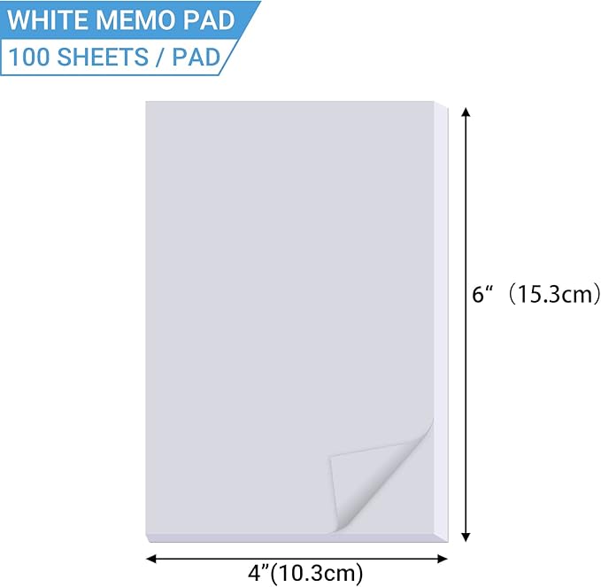 20 Pack Note Pads Memo Pads 4”x6”- 100 Sheets Each Paper Notepads- Small Memo Scratch Pad Writing pads To Do Grocery List