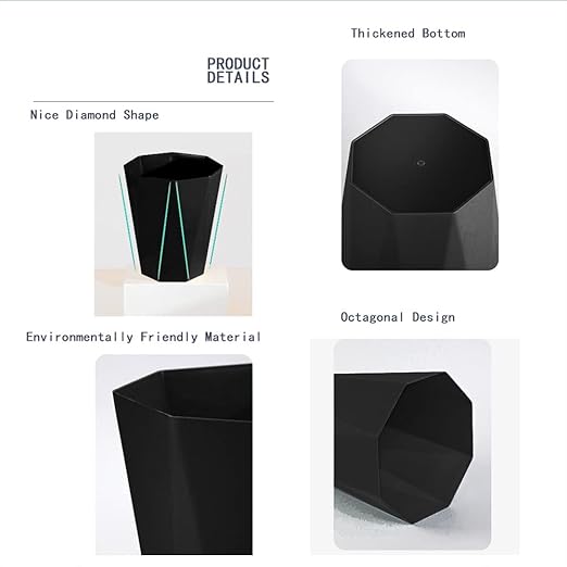 2 Pack Bathroom Trash Can 2.6 Gallon Small Garbage Can Waste Basket for Bedroom Office Dorm, Blue Black