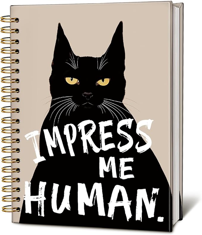 Funny Cat Notebook Journal, Black Cat Spiral Notebook, Black Cat Gifts, Cat Notepad, Cat Gifts for Cat Lovers, College Ruled Spiral Notebook 80 Sheets -160 Pages 5.5x8.3 Inch