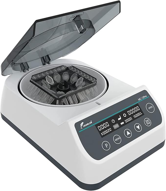 Lab High Speed Centrifuge Machine Bechtop Microcentrifuges 3 in 1 Rotor for 0.2/0.5/1.5/2mL Tube Capacity (12000RPM)