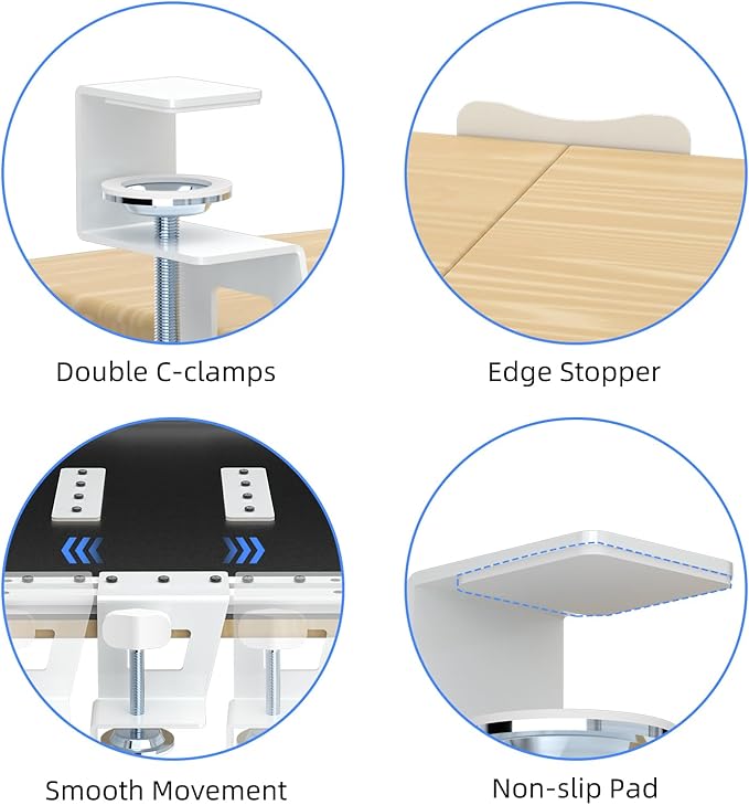suptek Keyboard Tray Under Desk Pull Out with C Clamp Mount, Computer Keyboard & Mouse Tray, 25.6 (30 Including Clamps) x 11.8 inch Slide-Out Platform Computer Drawer for Typing, Light Wood, DSF1QM
