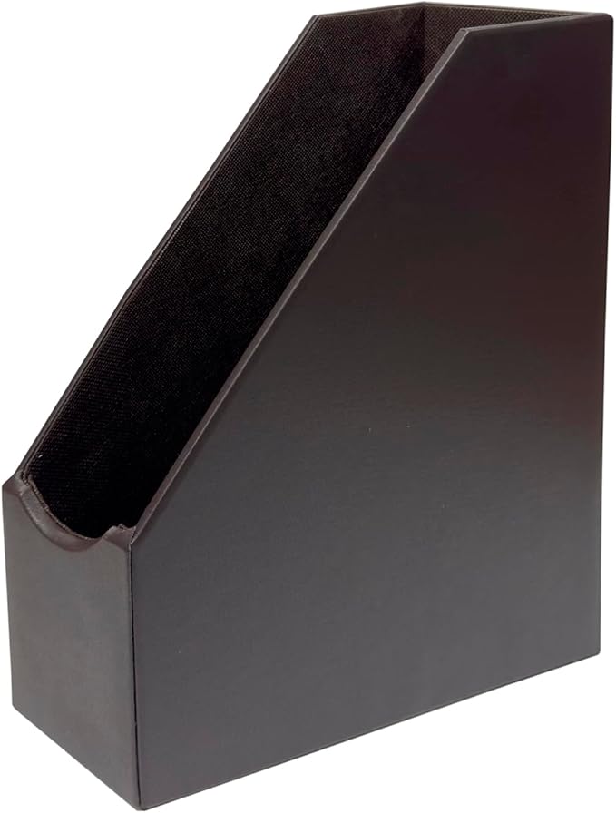 UnionBasic Magazine File Holder - Office Leatherette Desktop Document File Folder Journals Organizer Racks, Coffee