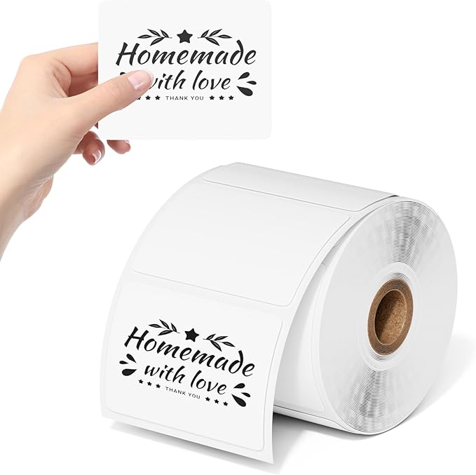 Phomemo 3"x2" Thermal Labels Roll - 1240 PCS Label Stickers for Small Business Supplies - Commercial Grade Logo Stickers for Business Customized - Waterproof Shipping Labels for Thermal Printer