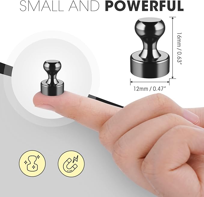 Grtard 24 Pack Magnetic Push Pins, Fridge Magnets for Whiteboard, Whiteboard Magnets Refrigerator Magnets, Small and Strong Push Pin Magnet for Office, School, Locker, and Map Magnet