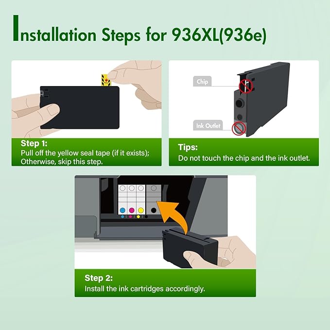 936XL 936 Ink Cartridges Combo Pack: Replacement for HP 936e Ink 936XL Black and 936 Color Combo Pack for HP OfficeJet Pro 9125e 9120e 9730e 9130 9135e 9122e 9128e 9110b 9120b 9130b 9130e Printer