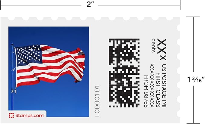 Flag NetStamps 1200-Pack (50 Sheets) Printable Postage Labels (Stamps.com Subscription Required) - Print Approved Postage - Inkjet & Laser Printers - Business, Personal, Home