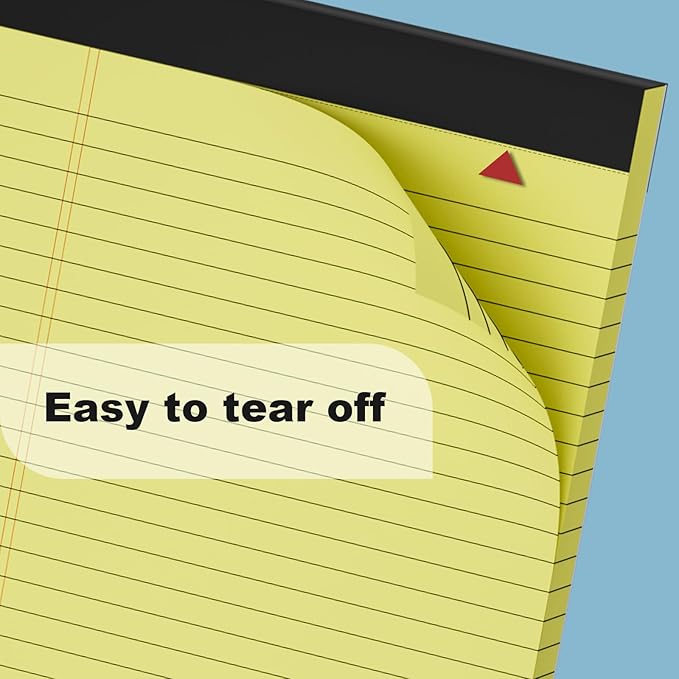 AILZFEI 300 Sheets Light Yellow Legal Pads 8.5 x 11.75 Wide Ruled Paper 6-Pack Note Pad 50 Sheets per Notepad Perforated Writing Pad Durable Sturdy Back 8x11 Pads of Paper