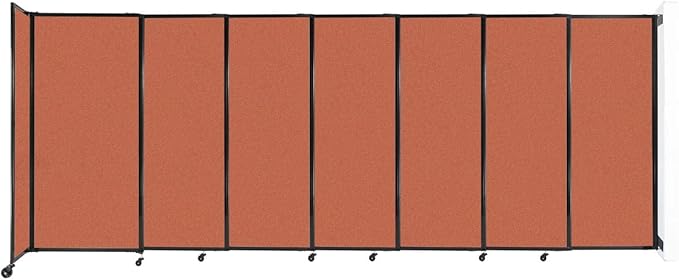 Wall-Mounted Sliding StraightWall Room Divider | Adjustable Widths | Locking Wheels | Room Separator | Up to 15'6" Wide x 6' Tall Papaya Fabric Panels