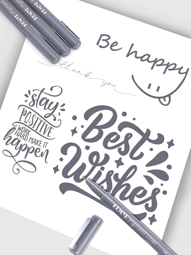 10 Micro Fine liner Drawing Art Pens Calligraphy Pens: 0.05mm-1.0mm Size Grey Art supplies Waterproof Archival Grey Ink Markers For Artists,Use for Professional Watercolor,Sketching