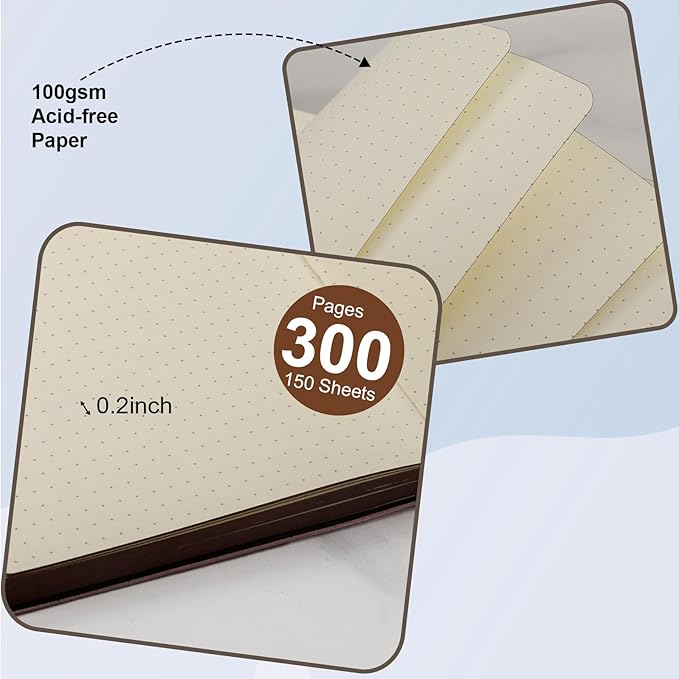 300 Pages Leather Dotted Journal Notebook,Softcover Leather Dotted Journal Notebook for Women Men,300 Pages Notebook for Travel,Business,Work,Office,School Note Taking,5.7'' X 8.3'',rose gold pink