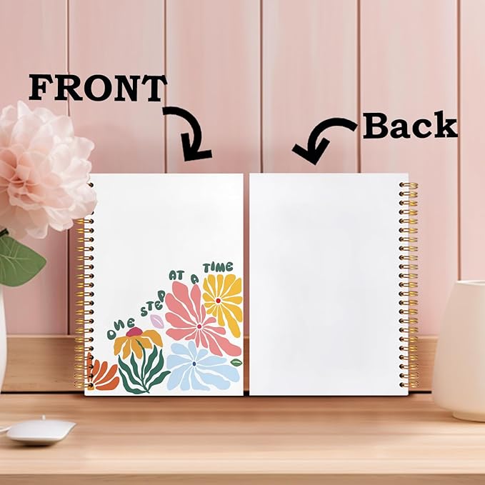 SNNDER Mental Health Inspirational Spiral Notebooks, Abstract Floral Journaling Notebook, Positivity Journals for Writing, Motivational Notebook for Note Taking, Positive Gifts for Women, 5.5x8.3 Inch
