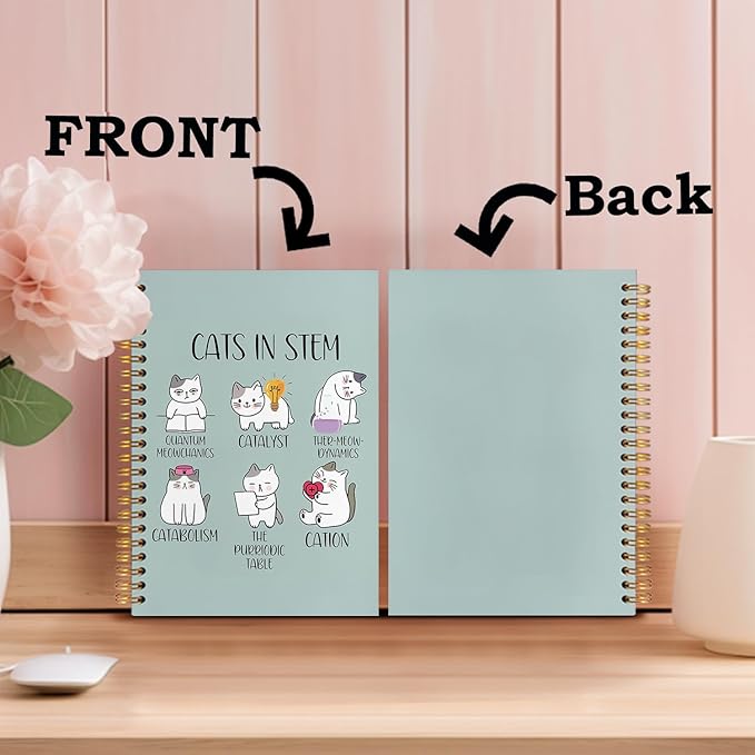 SNNDER Science Cat Notebook Journal, Science Teachers Gift, Funny Cat Gifts for Cat Lovers, Cat Lady Mom Gifts, Cat Office Supplies, Hardcover Spiral Notebook 5.5x8.3 Inch