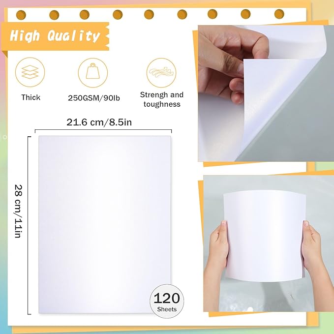 120 Sheets White Shimmer Cardstock 8.5 x 11 Inch Certificate Paper Card Stock, 250gsm/92lb Double Sided Printer Paper Pearlescent Paper for Invitations, Certificates, Crafts, DIY Cards