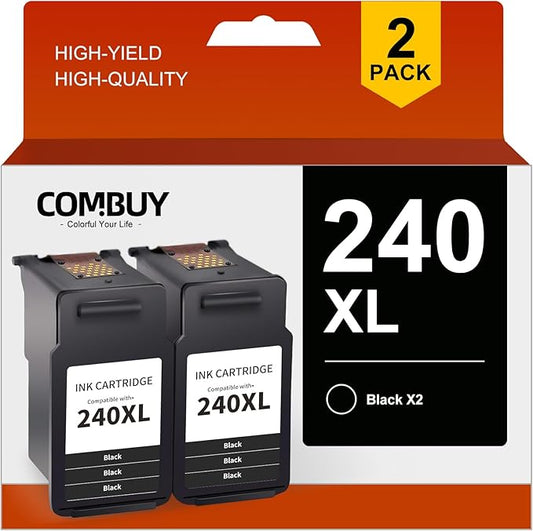 PG-240 XL 240XL Black Ink Cartridge Replacement for Canon 240XL 240XL PG-240XL PG240 Use for Canon MG3620 MG3600 TS5120 TS5100 MG2120 MG3520 MX452 MX512 MX472 MG2220 Printer (Black, 2 Pack)