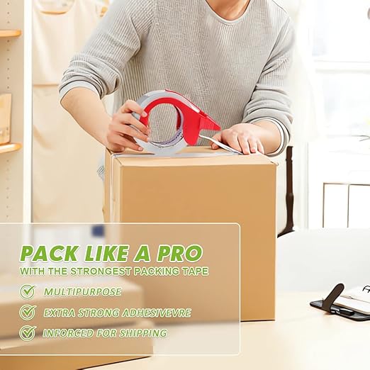 KAMOTA Packing Tape, 36 Rolls Heavy Duty Clear Packaging Tape for Shipping Packaging Moving Sealing, 1.88 inches Wide, 65 Yards Per Roll, Total 2340 Yards with 4 Dispensers