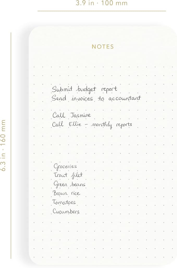 Elegant Desk Notepads for Professionals, Executive's Memo Pads, Minimalist, Gold Foiled, Dotted Layout, 5 Pack, 375 Sheets Total (75 Each), 6.3" x 3.9”, 80 GSM, Eco-friendly, FSC™ Certified