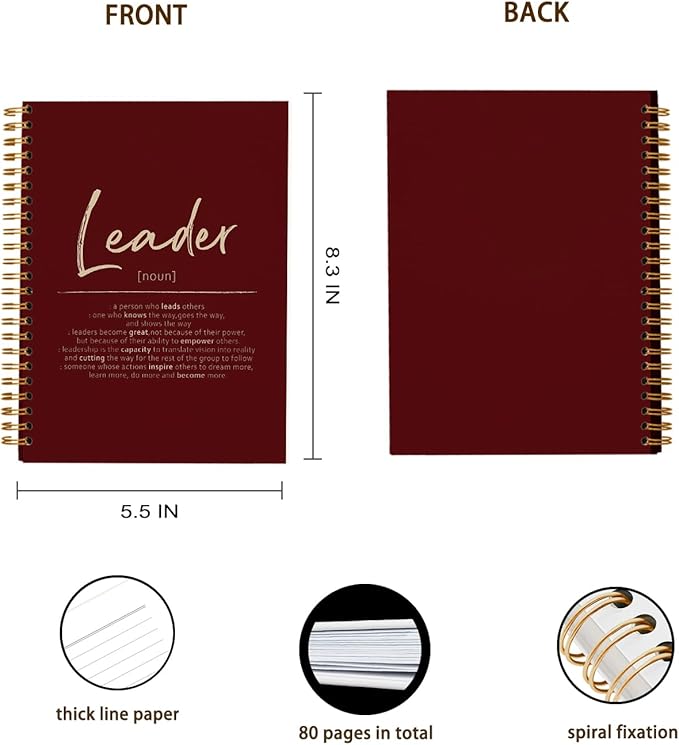OXW Red Meeting Notebooks for Work, Leadership Gifts Office Work Notebook Journal for Writing Note Taking, Thank You Gifts for Women Men Boss Leader Mentor Manager Principal, 5.5"x8.3"