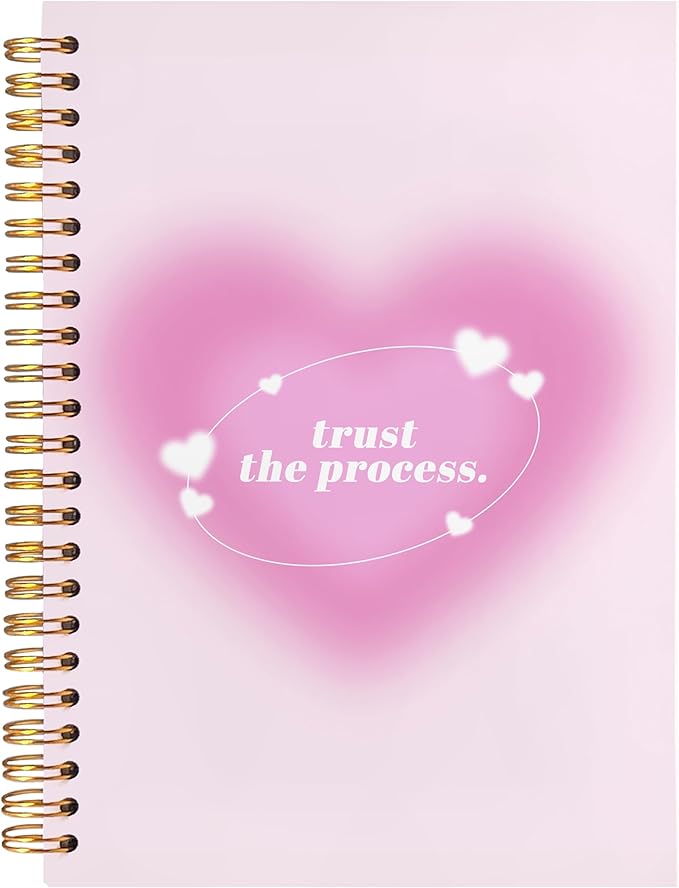 BearCake Trendy Y2K Pink Aura Preppy Notebook Journal, Trust the Process Inspirational Notebooks, Aesthetic Notebooks, Pink Aesthetic Office Supplies, Hardcover Spiral Notebook 5.5x8.3