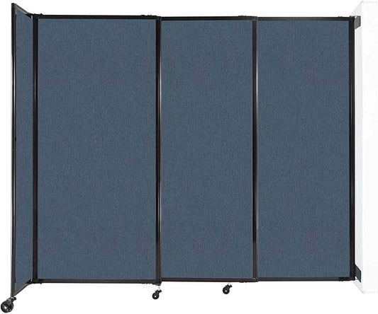 Wall-Mounted Sliding StraightWall Room Divider | Adjustable Widths | Locking Wheels | Room Separator | Up to 7'2" Wide x 6' Tall Ocean Fabric Panels