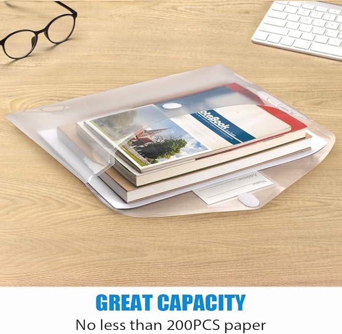 Sooez 50 Pack Plastic Envelopes File Folders, Clear