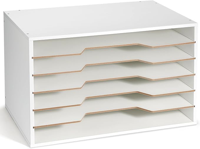 12x18 Construction Paper Organizer, Larger Size Wooden Literature Organizer, 6-Tier Desktop File Organizer for Home and Classroom, Adjustable Paper Sorter for Office