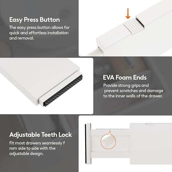 Lifewit 6 Pack Drawer Dividers 4" High, 11-17" Adjustable Drawer Organizers for Clothes, Expandable Dresser Separators in Bedroom/Bathroom/Kitchen/Fridge/Office Organization and Storage, Beige