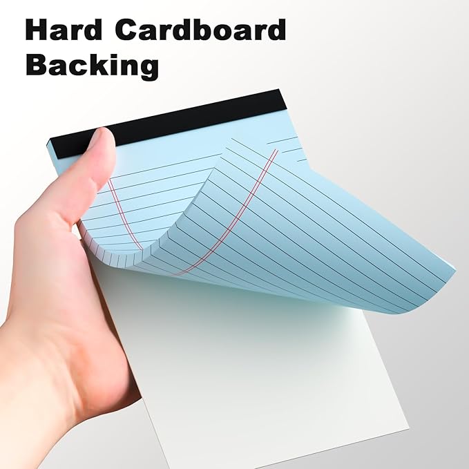 6pcs Small Note Pad 5x8 College Ruled Blue Legal Pads Paper Notepads 6 Pack Study Back Writing Pads 5 x 8 Legal Pads Perforated Narrow Ruled Pads of Paper Blue