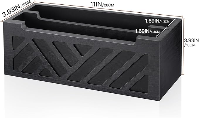 Mail Organizer Mail Holder Countertop with 2 Slots, Wood Mail Basket for Wall Table Desk, Envelope Bill Holder for Home Office Decor (Black-2)