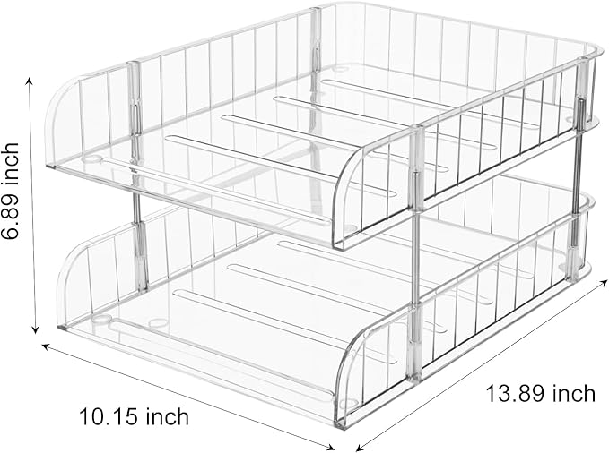 Stackable Letter Tray Papers Organizers, A4 Size Desk Organizer Tray for Letter Paper Stationery Desk Accessories, Plastic Black Paper Holder File Organizer for Office, School, Home (Clear)