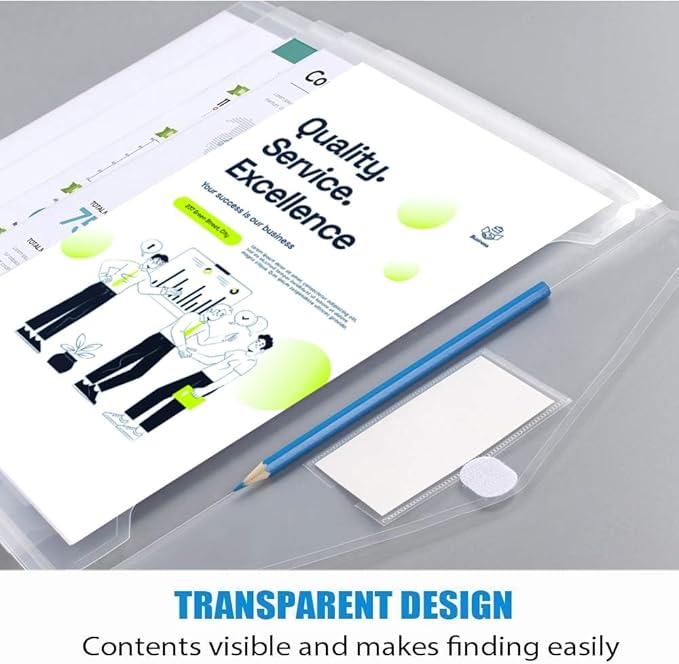 Sooez 50 Pack Plastic Envelopes File Folders, Clear