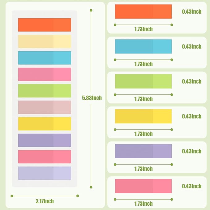 3600Pcs Multi-Colored Writeable and Repositionable Book Flags Strip - Annotating Tabs, Book Markers, Sticky Tabs, Morandi Page Markers