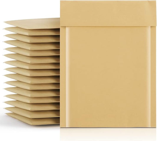 Fuxury Kraft Bubble Mailer 6x10 Inch 50 Pack，Strong Adhesion Padded Envelopes,Self Seal Bubble Envelopes, Waterproof Cushioned Bubble Mailers Packaging for Small Business，Bulk #0 Mailers Brown
