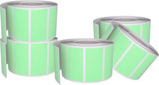 Small Color-Coding Label Roll 40mm x 19mm, 5 Rolls- 2500-Pack, Rectangular Labels Paper Sheets Bulk 1.57in x 0.75 in (Pastel Green) by Royal Green