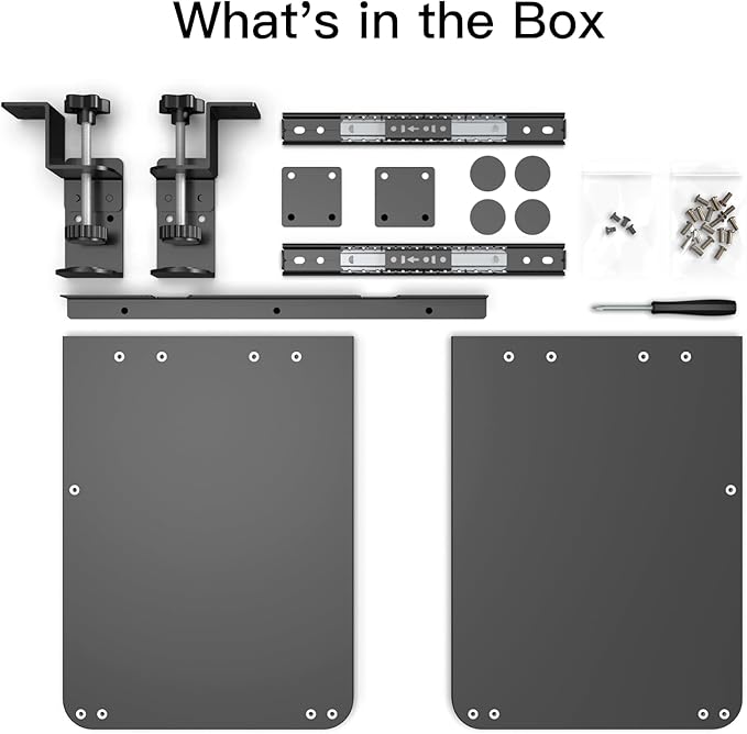 Ergonomic Keyboard Tray Under Desk Pull Out with Adjustable C-Clamp Mount, Slide-Out Computer Keyboard and Mouse Platform Drawer for Office and Home Typing (Black)