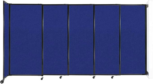 Wall-Mounted Sliding StraightWall Room Divider | Adjustable Widths | Locking Wheels | Room Separator | Up to 11'3" Wide x 6' Tall Royal Blue Fabric Panels
