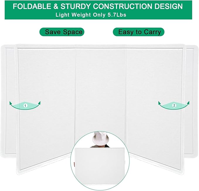 Large Bulletin Board, 48 X 36 inches Felt Board Notice Pin Board,4' x 3' Cork Board Alternative for Wall, Self-Adhesive Vision Board Mood Board Foldable Photo Board with 30 Pushpin-Warm White