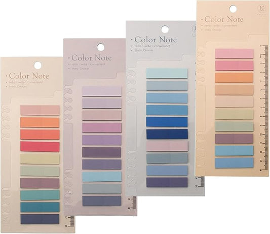 Potanro 800 Pcs Sticky Index Tabs, 4 Sheets Strip Index Tabs, Writable Page Sticky Notes with Ruler for Page Marking Classify File