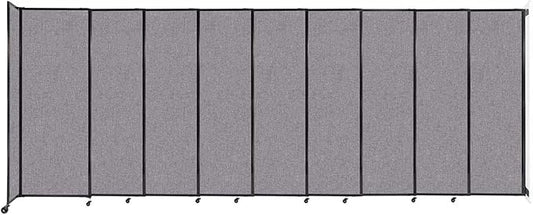 Wall-Mounted Sliding StraightWall Room Divider | Adjustable Widths | Locking Wheels | Room Separator | Up to 19'9" Wide x 7'6" Tall Cloud Gray Fabric Panels