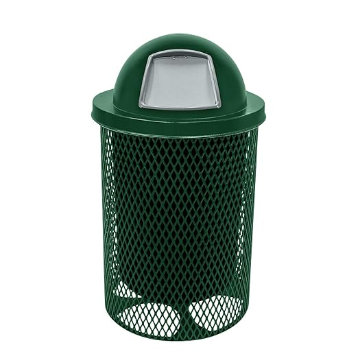 RDT-GRN Heavy Duty 32 Gallon Round Trash Receptacle, Liner Included, Green with Dome Lid, Made in America