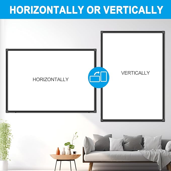 H-Qprobd 40"x30" Magnetic White Board Dry Erase Wall Mount Whiteboard - Office Home Classrooms White Board Hanging Writing Board with Black Aluminum Frame