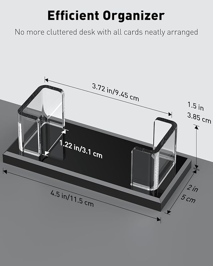 Uniclife Acrylic Business Card Holder for Desk 1 Slot Clear Horizontal Business Card Stand for Men & Women Desktop Name Card Display Stand Card Organizer for Office Home Exhibition, 60 Card Capacity