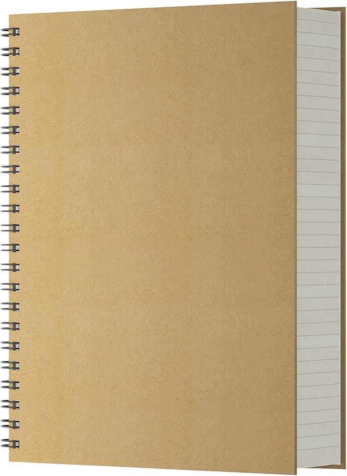 EUSOAR College Ruled Notebook, 1 Pack A4 8.3"x11.2" Hardcover Spiral Lined Journal Writing Pads, 240 Pages(120 Sheets) Professional Notebook for DIY Note Taking School Business Work Office Diary